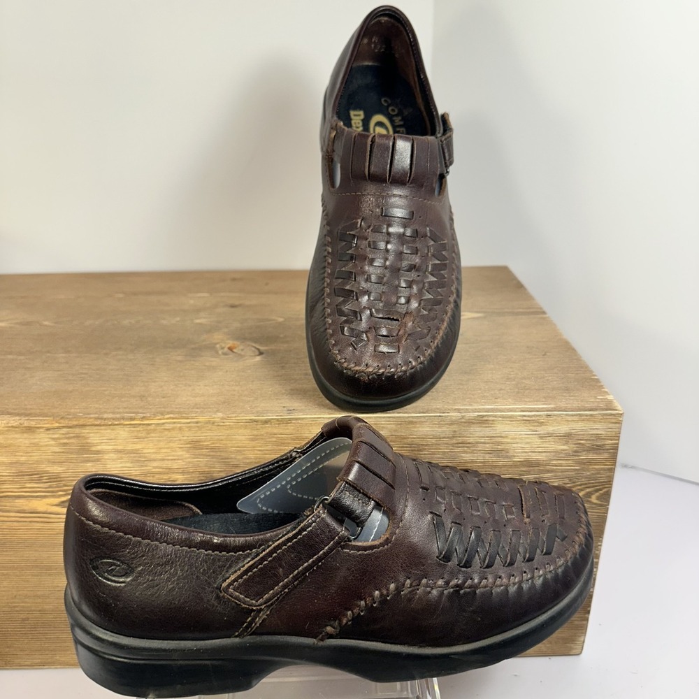 Dexter VTG Y2K Leather Mary Jane Shoes Womens SZ 7.5M Brown Woven Comfort Granny
